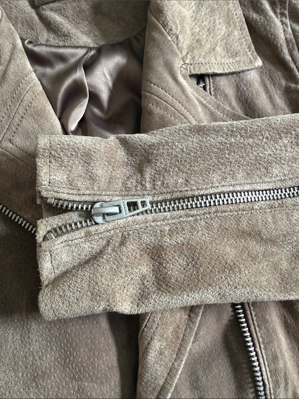 Blank NYC Taupe Suede Moto-Style Jacket - Picture 4 of 11